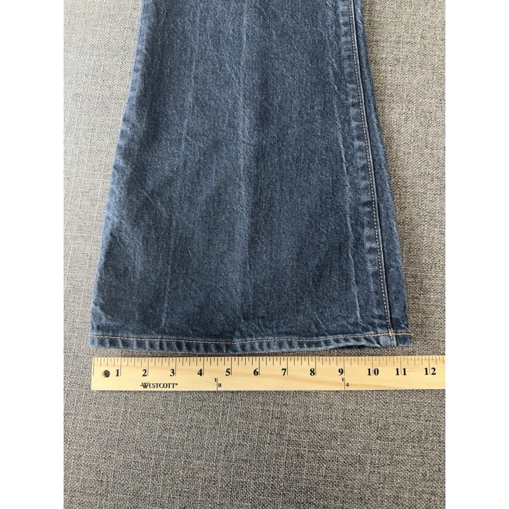 Express 70s Flare Mid Rise Jeans Women's Size 2 Short Dark Wash Wide Leg - Picture 9 of 10